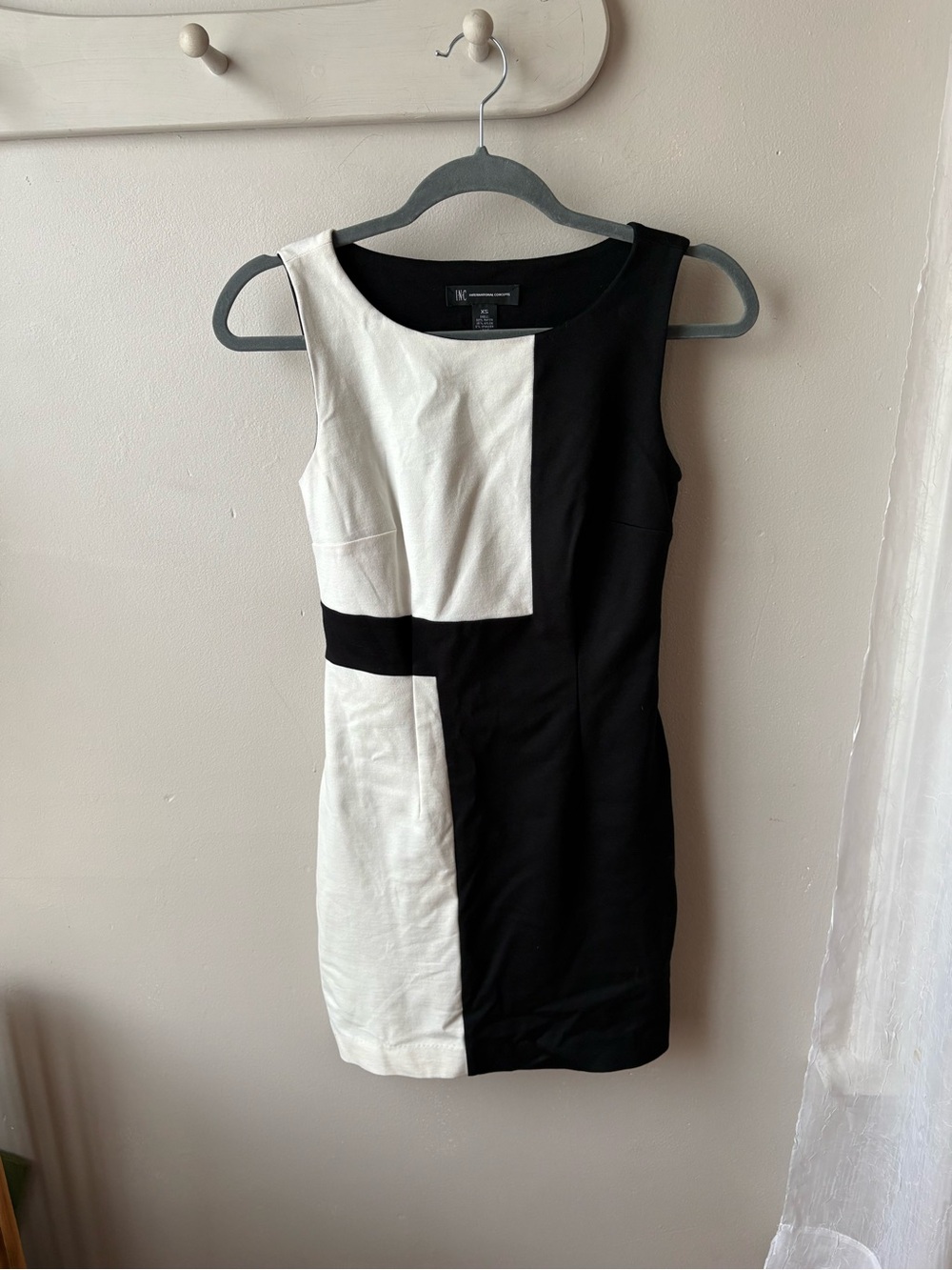 INC International Concepts Black and White Colorblock Mini Dress